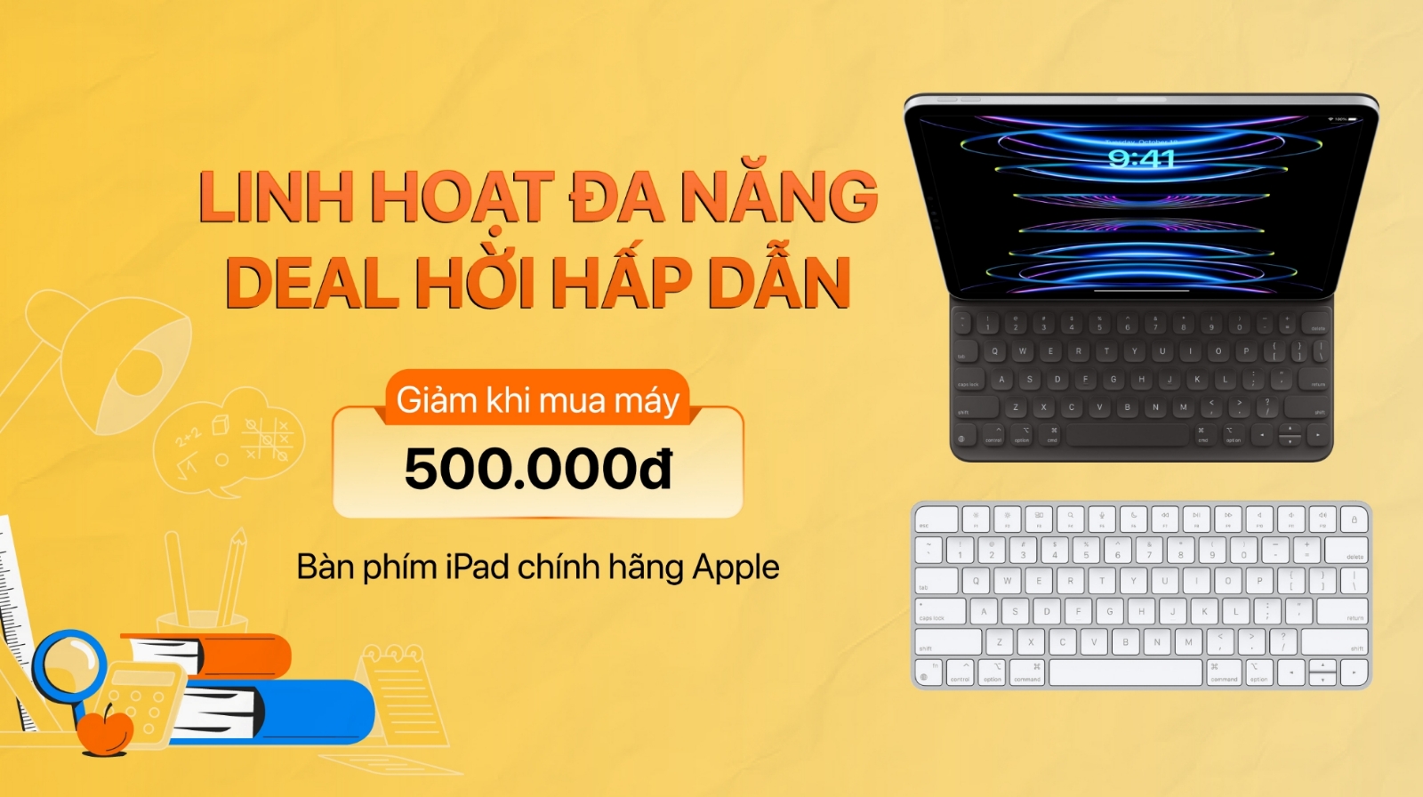 Hình ảnh cho danh mục Bàn phím iPad chính hãng Apple giảm 500.000đ khi mua kèm máy[19/8 - 30/9]